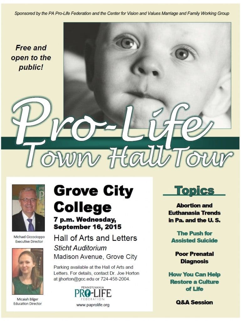 You're Invited! Pro-Life Town Hall at Grove City College. Click here to learn more!
